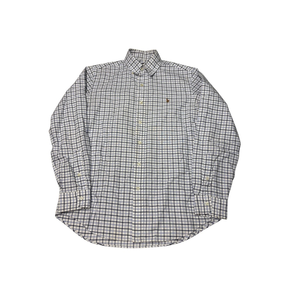 Polo Ralph Lauren Mens Small Classic Fit Blue Tattersall Check Cotton Shirt